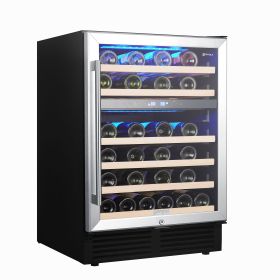 SOTOLA 24 Dual Zone inch 46 Bottle Wine Cooler Cabinet Beverage Fridge Small Wine Cellar Soda Beer Counter Top Bar Quiet Operation Compressor Fre