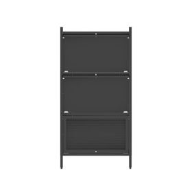 Bakers Rack with Cabinet,Bread Rack Coffee Station Microwaves Rack Storage Rack,4 Tier Kitchen Organizer Shelf for Dishes,Wine,Pots and Pans (Bla