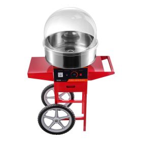VEVOR Electric Cotton Candy Machine with Cart, 1000W Commercial Candy Floss Maker with Cover, Stainless Steel Bowl, Sugar Scoop and Drawer
