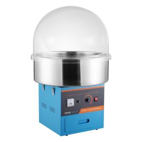 VEVOR Electric Cotton Candy Machine, 1000W Candy Floss Maker, Commercial Cotton Candy Machine with Cover, Stainless Steel Bowl, Sugar Scoop, Draw (With Vehicle or Not: No, Color: Blue)